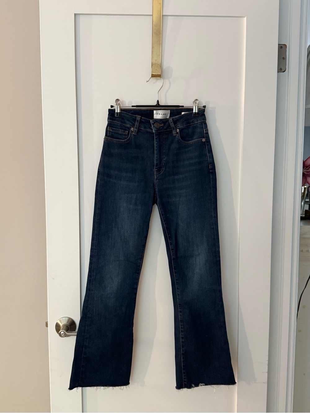 Frame Denim Dark Indigo High-Rise Wide-Leg Jeans